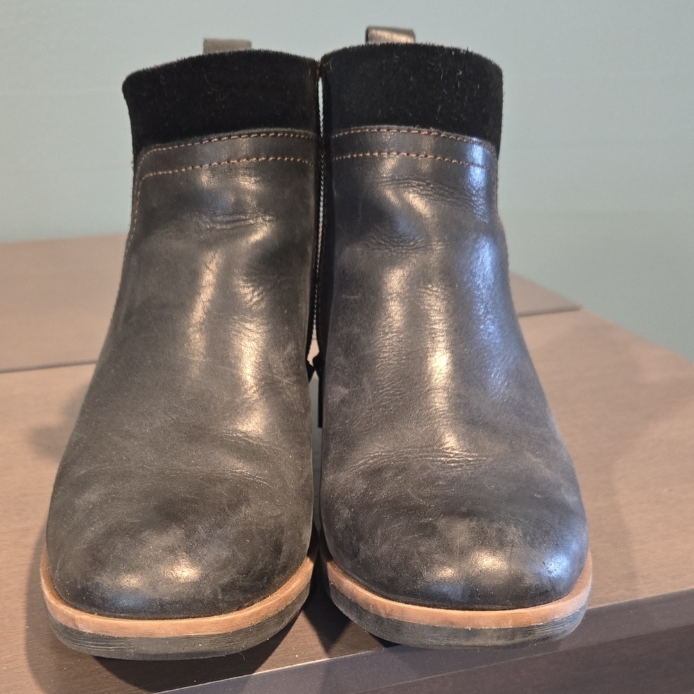 Kork-Ease Black Ankle Booties with Rounded Toe
